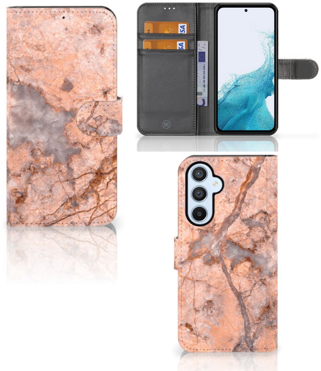 Book Case voor Samsung Galaxy A54 5G Bookcase Marmer Oranje