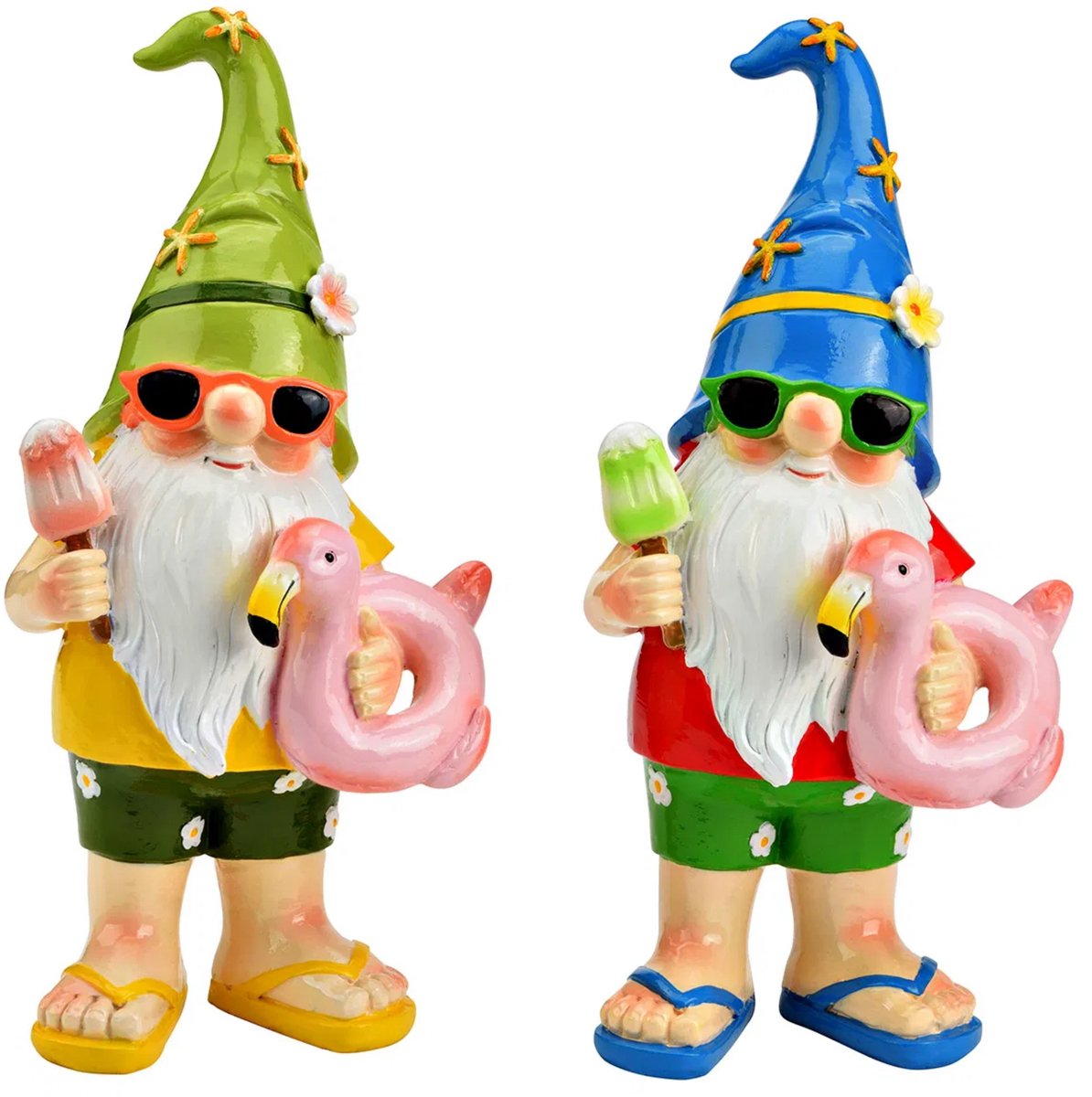 Wurm tuinkabouter zomer set - magnesia - 26 x 12 cm - kleurrijk - tuinbeeld