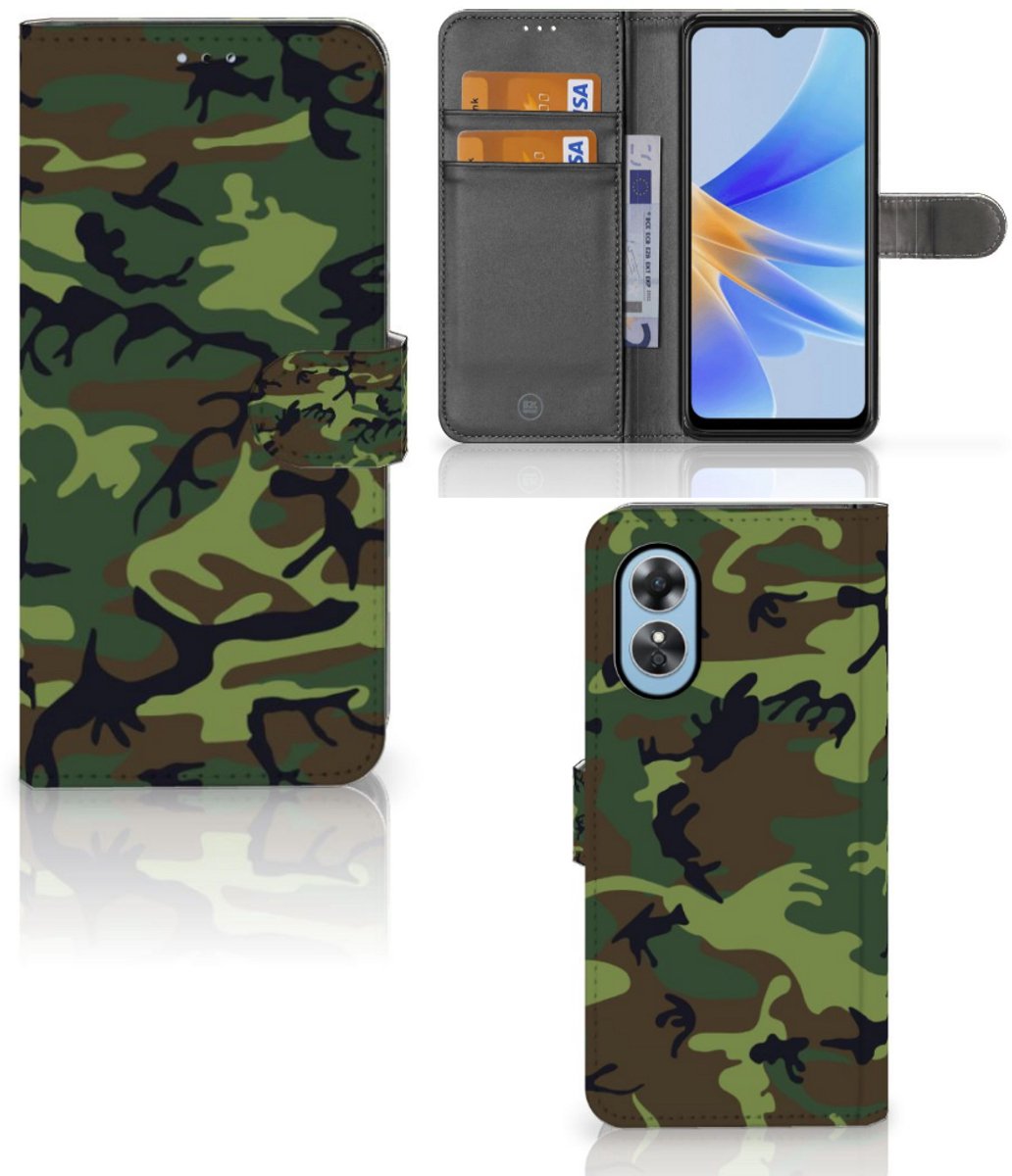 OPPO A17 Telefoon Hoesje Army Dark