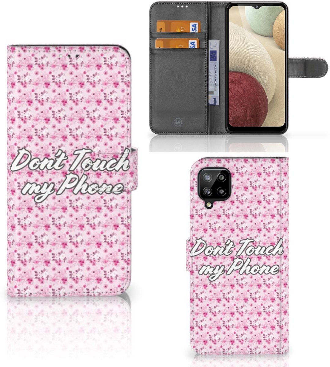 Samsung Galaxy A12 Portemonnee Hoesje Flowers Pink DTMP