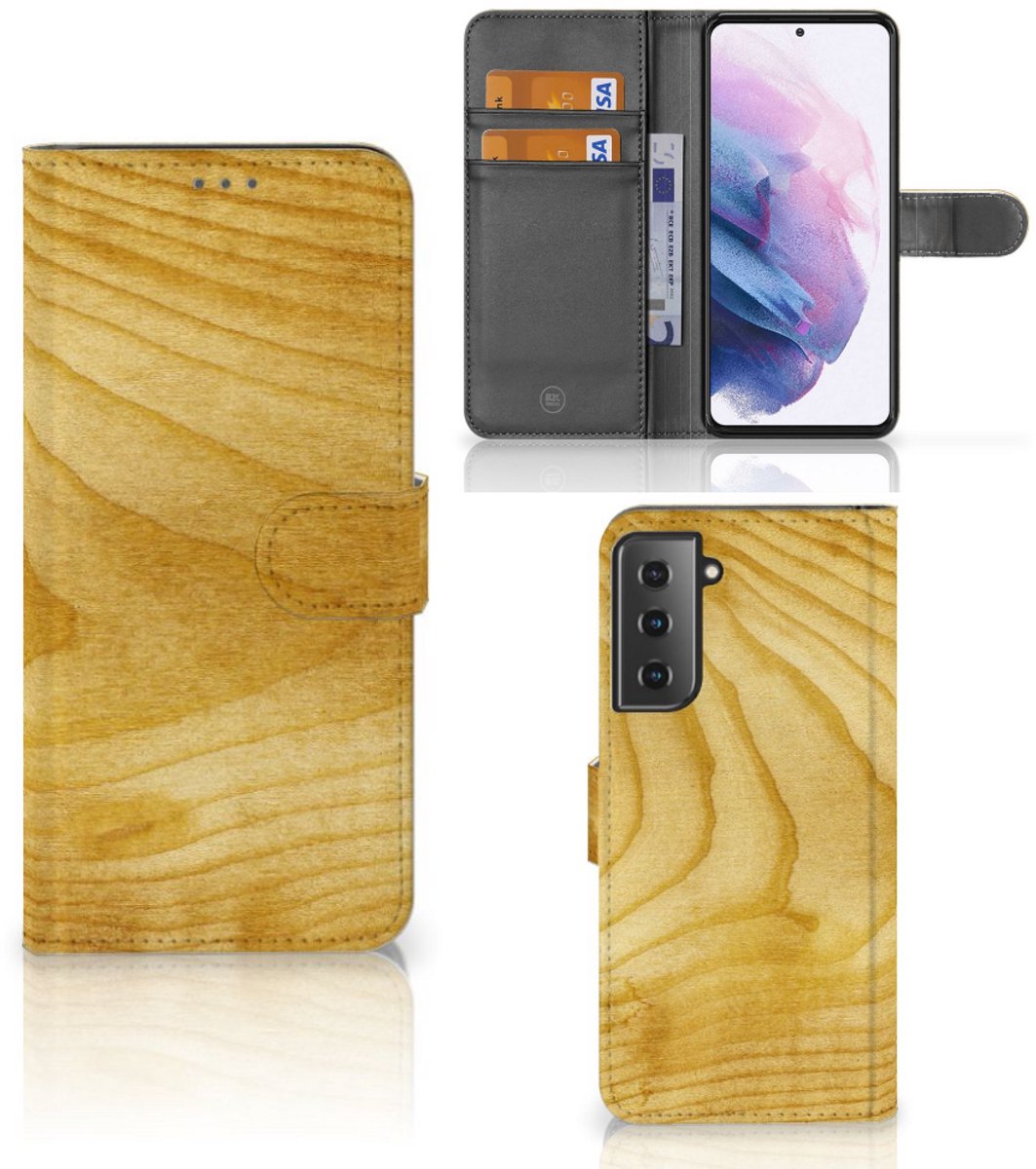 Samsung Galaxy S21 Plus Book Style Case Licht Hout