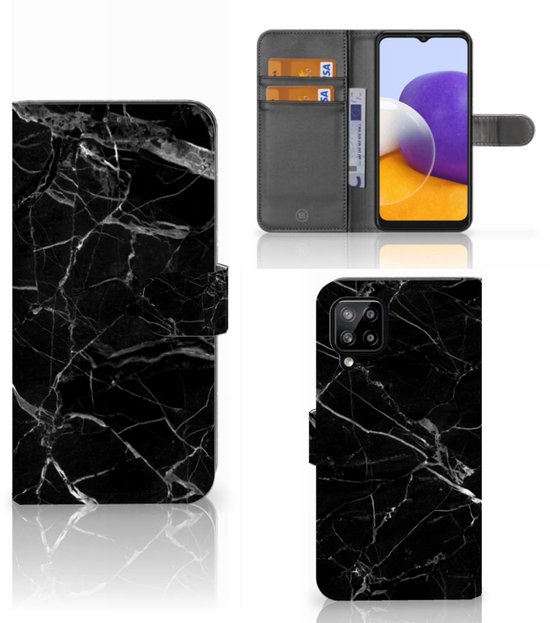 Samsung Galaxy A22 4G | M22 Bookcase Marmer Zwart - Origineel Cadeau Vader