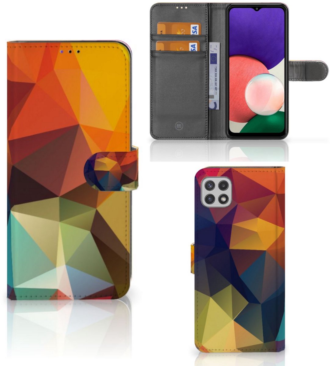 Samsung Galaxy A22 5G Book Case Polygon Color