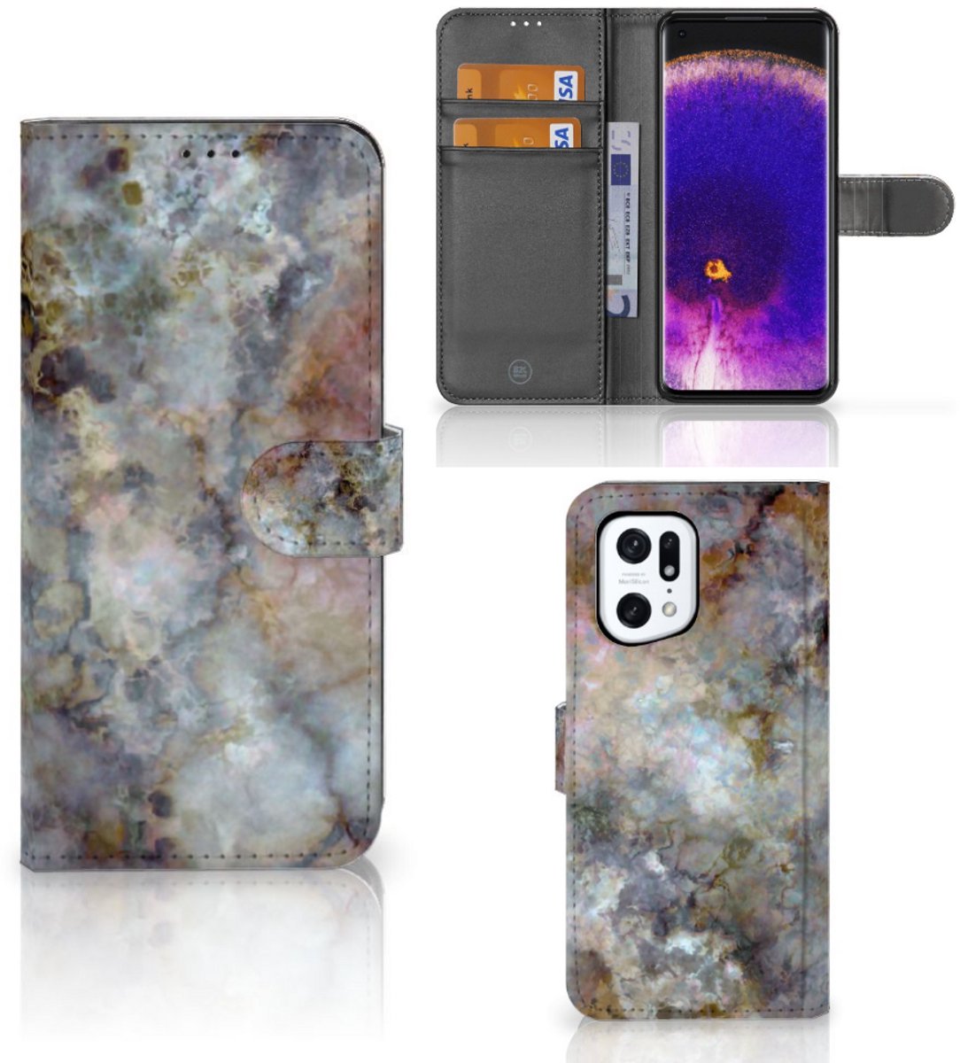 OPPO Find X5 Pro Bookcase Marmer Grijs