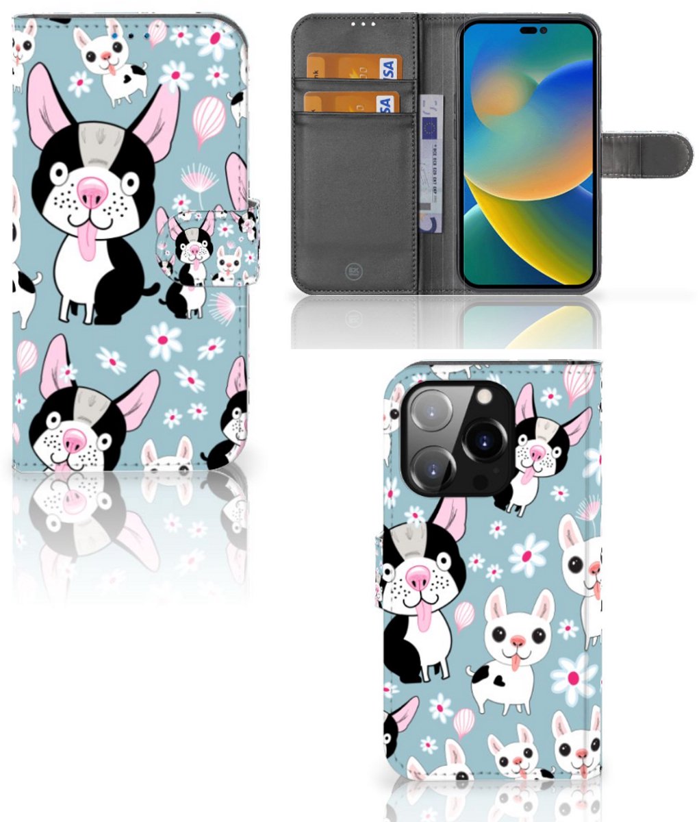 iPhone 14 Pro Telefoonhoesje met Pasjes Hondjes