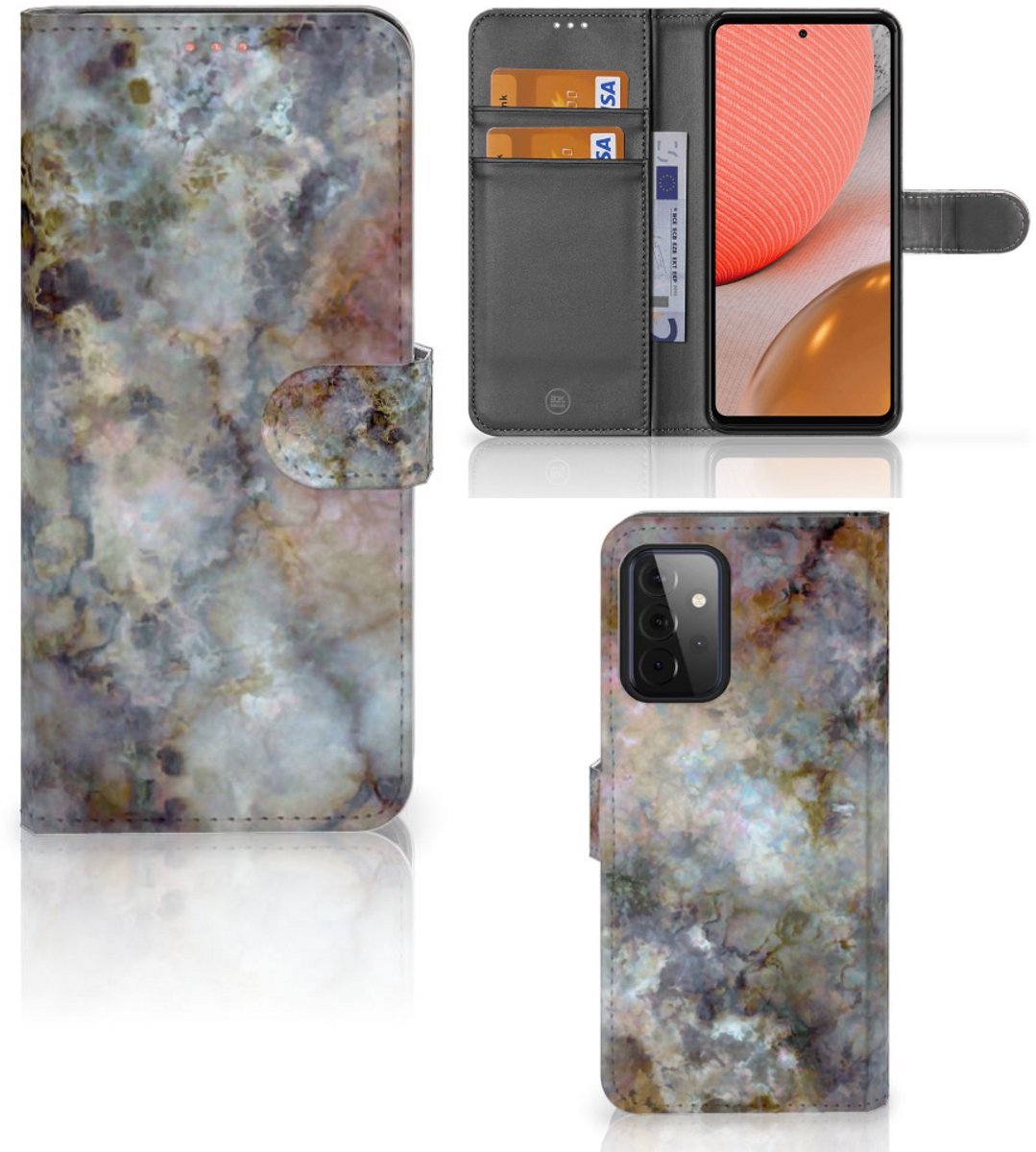 Samsung Galaxy A72 Bookcase Marmer Grijs