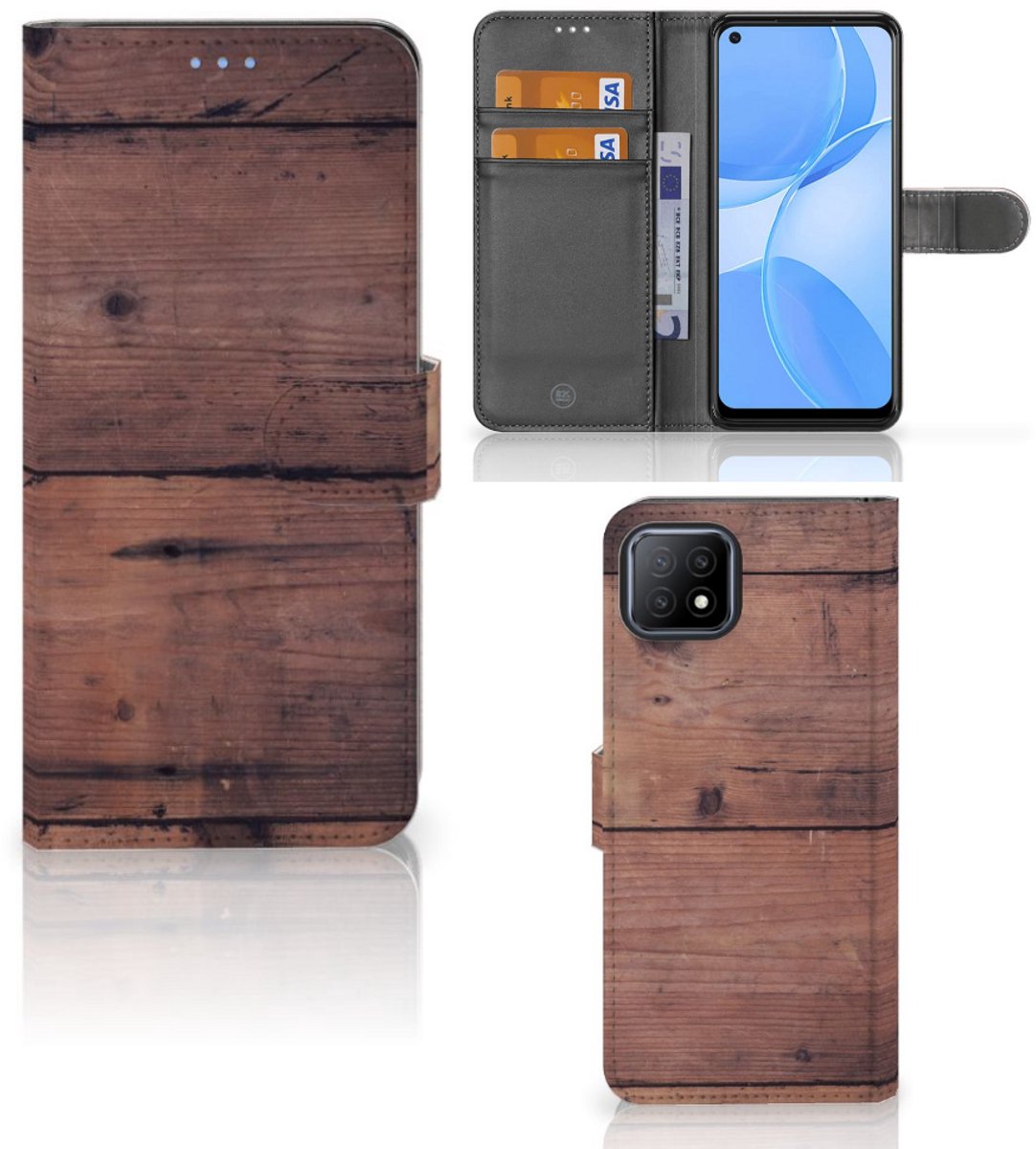 OPPO A73 5G Book Style Case Old Wood
