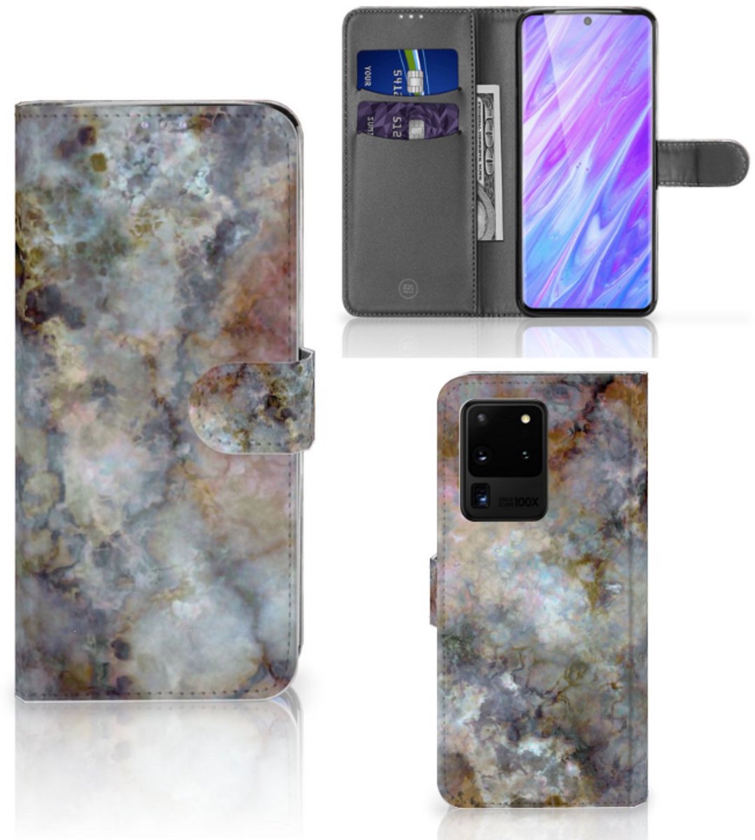 Samsung Galaxy S20 Ultra Bookcase Marmer Grijs
