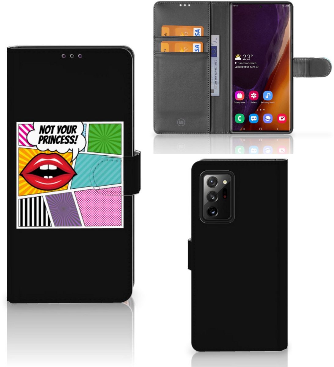 Samsung Galaxy Note20 Ultra Wallet Case met Pasjes Popart Princess