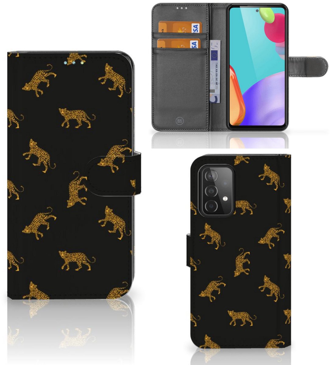 Telefoonhoesje met Pasjes voor Samsung Galaxy A52 Leopards