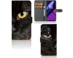 OnePlus 11 Telefoonhoesje met Pasjes Zwarte Kat