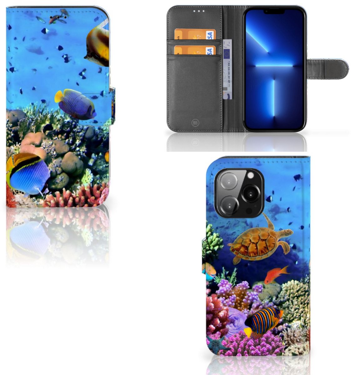 Book Case voor iPhone 13 Pro Telefoonhoesje met Pasjes Vissen