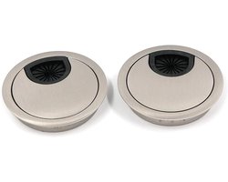 Quluxe Kabelgatafdekking, 2-3/8 inch zinklegering bureaudoorvoertule voor draadorganisator- geborsteld zilver (Pack van 2)