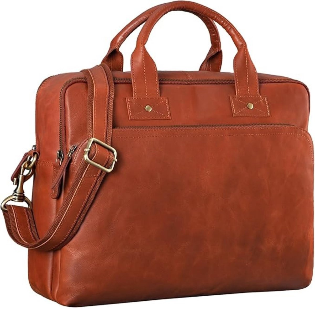 Leren Laptoptas - Laptoptas - Leren Tas - Luxe Leren Laptoptas - Werktas - Schoudertas - Business Tas - Leren Business Tas - 15,6 inch - Cognac - van Imperatoris