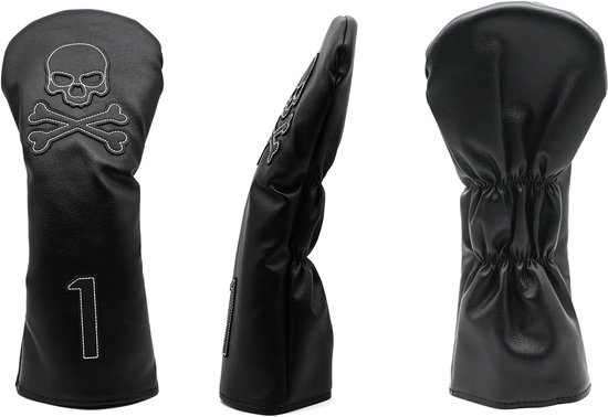 4 Pcs Golf Club Head Covers PU Leather Skull Golf Club Covers for Drivers, Fairway Woods, and Hybrids Fit Most Golf Clubs Golf Headcovers Set (Black) — afbeelding 5
