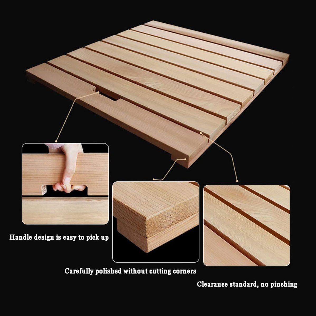 Bamboe Duckboard Badmat, Niet -Slip Douche Badkuipmat, Houten Lade, Badkuipaccessoires, Anti Slip Badmatten Voor Bad, Waterdichte Houten Vloermat Voor Binnen of Buiten,80x90cm/31x36in — cadeau in Wonen & Interieur - foto 5