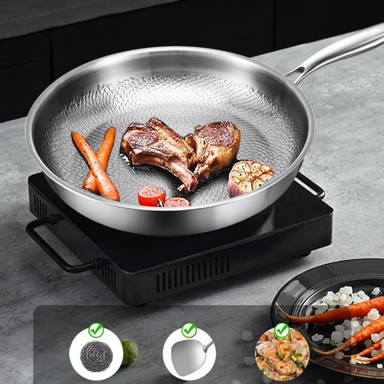Titanium Hammered Pan Pro, Non-Stick Pan, Non-Stick Frying Pan, with Premium Titanium Construction, Lid Included and Easy to Clean, S/M/L, for Camping and Cooking — afbeelding 2