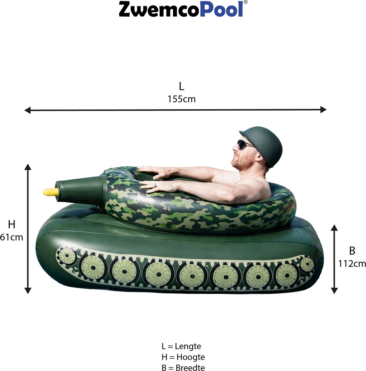 ZwemcoPool Opblaasbare Tank - Waterspelletje Zwembad - Met waterkanon - 155 x 112 x 61 cm – foto 2