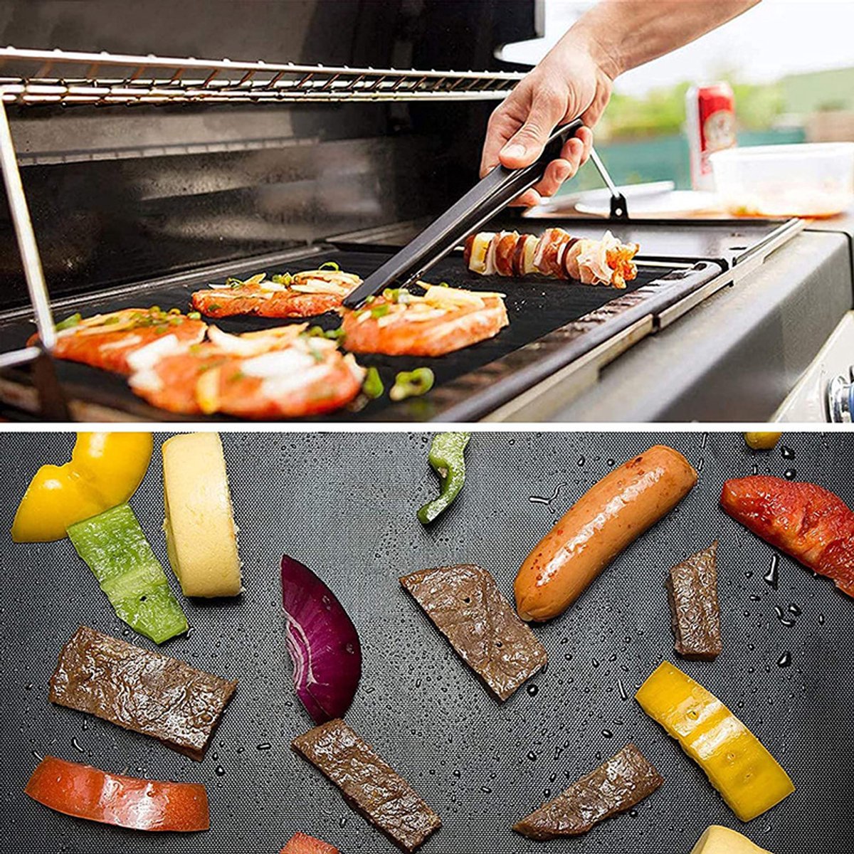 Vierdelige barbecuemattenset, brandwerend - 40x50cm vloermat, geschikt voor warmte-isolatie van gasbarbecues, vuurkorven, houtskoolbarbecues en open haarden.