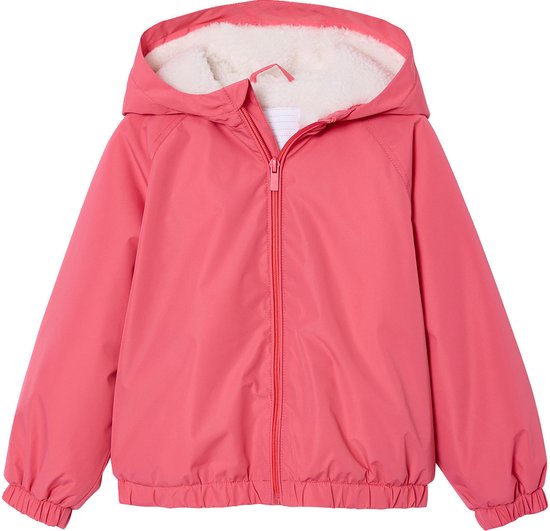 Roze, gevoerd windjack met capuchon.