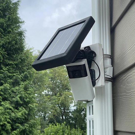 Camerabeugel - Mastbeugel - Bevestigingsbeugel voor mast van beveiligingscamera - Universele verticale paalbeugel voor beveiligingscamera's - Metalen beugel - Verstelbare clips - Geschikt voor beveiligingscamera's - Wit — afbeelding 5