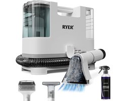 RYER Vlekkenreiniger - Tapijtreiniger voor Bank, Tapijt en Auto Interieur - Inclusief 2 Opzetstukken & Reinigingsmiddel