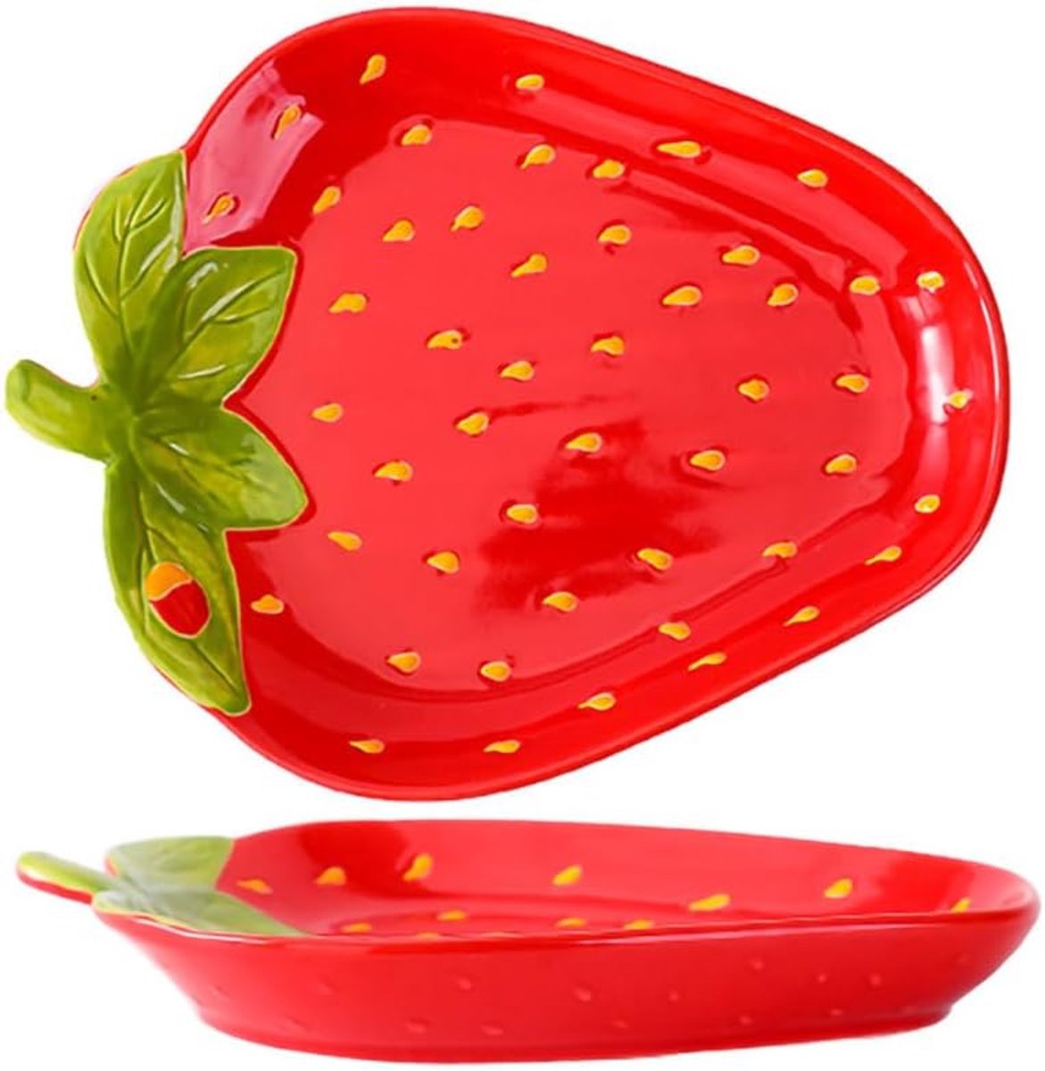 Aardbei Schaaltje - Ceramic - Rood - Aardbeien -gebaksbord - Keramiek Kom-Schaal Aardbeien - Home Schaal Aardbei -oven en magnetron - perfect voor dagelijks gebruik in restaurants en cafés - Ideal for Snacks, Veggies