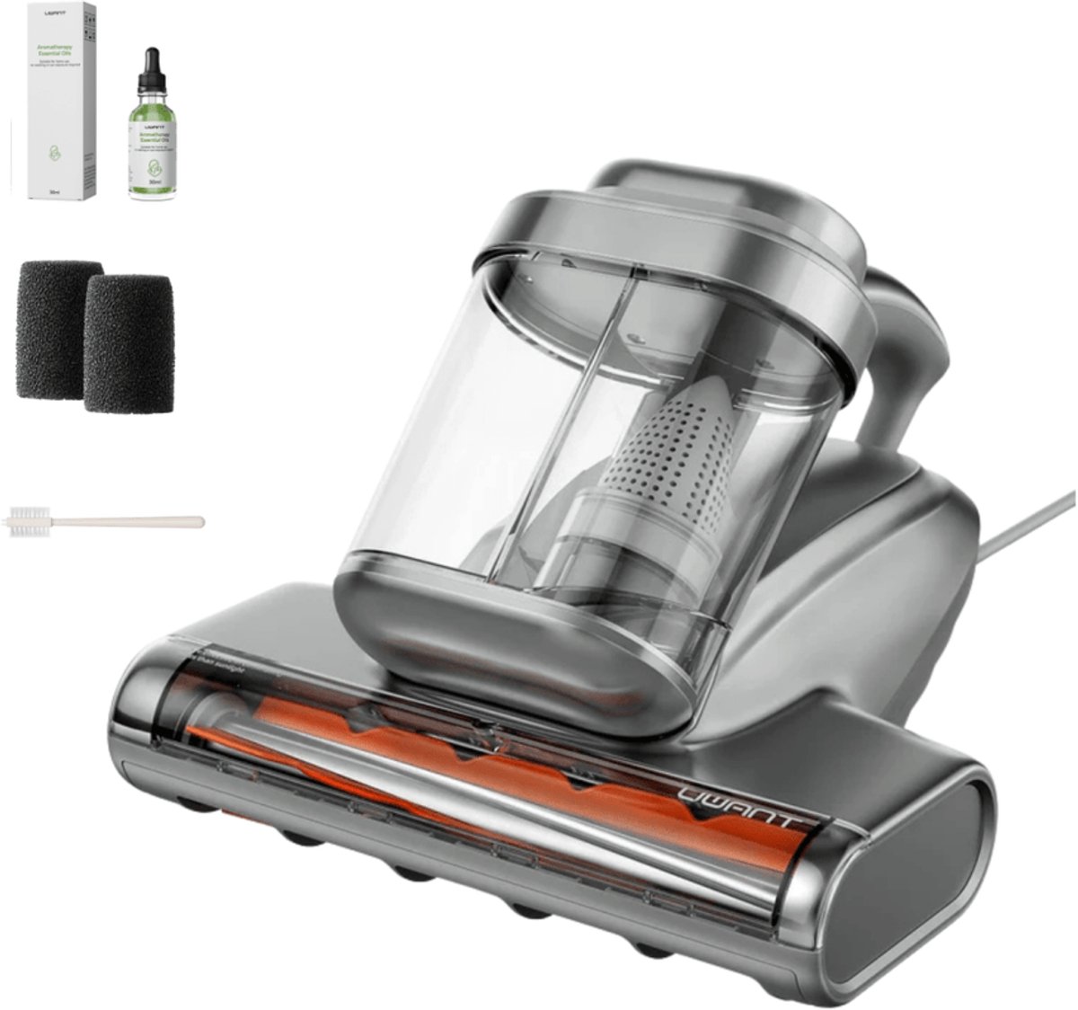 Uwant M700 UV-stofzuiger voor matrassen, 18 kPa zuigkracht, metalen rollers, 253,7 nm UV-C UV-lamp, 60.000 toeren per minuut, 65 °C verwarming, HEPA-filter en ultrasone matrasstofzuiger, geschikt voor banken, kussens, spreien, enz