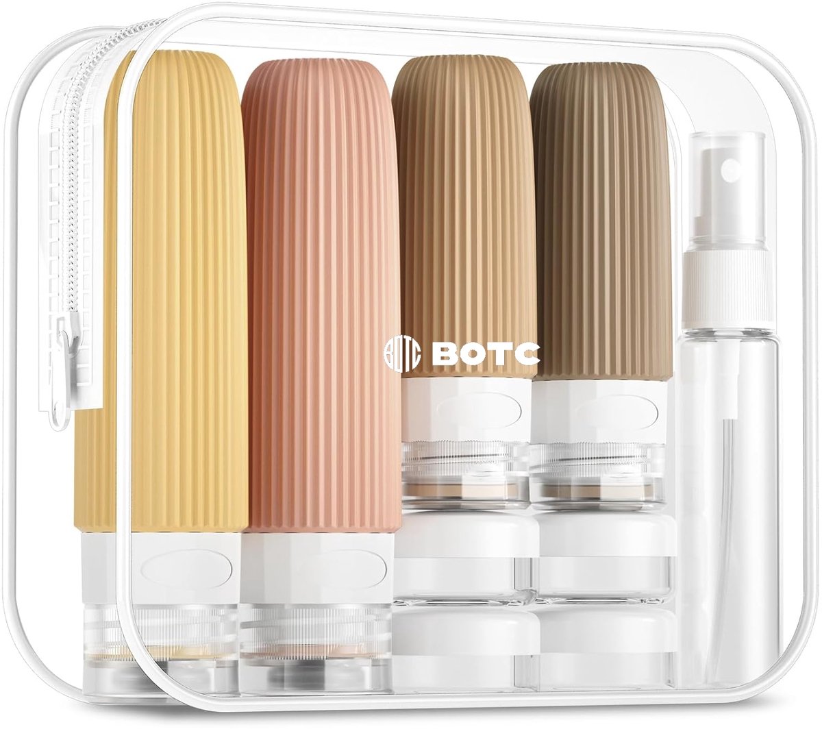 BOTC Reisflesjes met Etui - 16-Delig - 90ml Siliconen Reisflacons - reisaccessoires - Cosmetica Potjes - Reis Flesjes