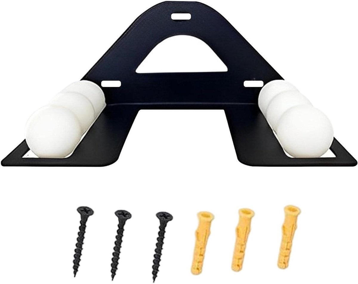 Tafeltennishouder - Opbergstandaard Rackets - Sportspullen Opbergen - Stalen Constructie - 9.5 x 5.25 x 4.25 inch - Mat Zwart