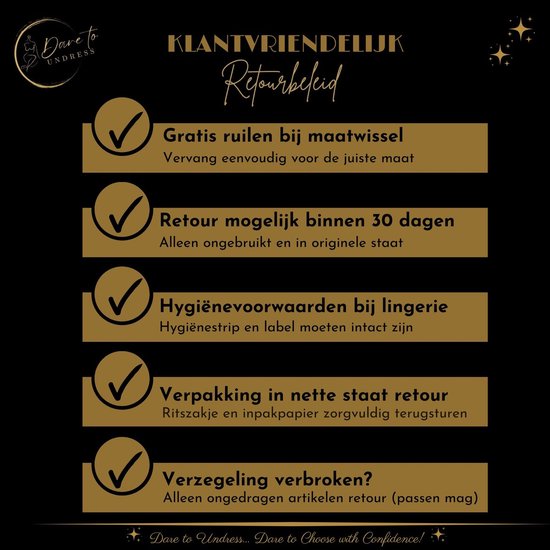 Ensemble de lingerie (érotique) en kanten Luxe - Séduction noire - Avec détails dorés et accent de fermeture éclair - Séduisant et Elegant - Taille M