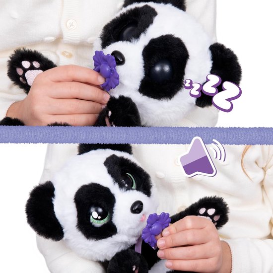 Pluche Panda - Knuffel Dier - Spelen en Knuffelen - Interactieve Oogjes - 24 cm - Paars — afbeelding 2