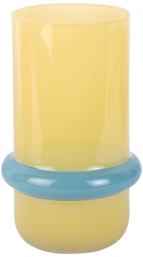 Present Time Vase Animado Anillo Medium - Jaune tendre - 13.5x13.5x22cm - Verre - Vase à fleurs - Décoration d’intérieur - Vase décoratif pour salon ou chambre à coucher