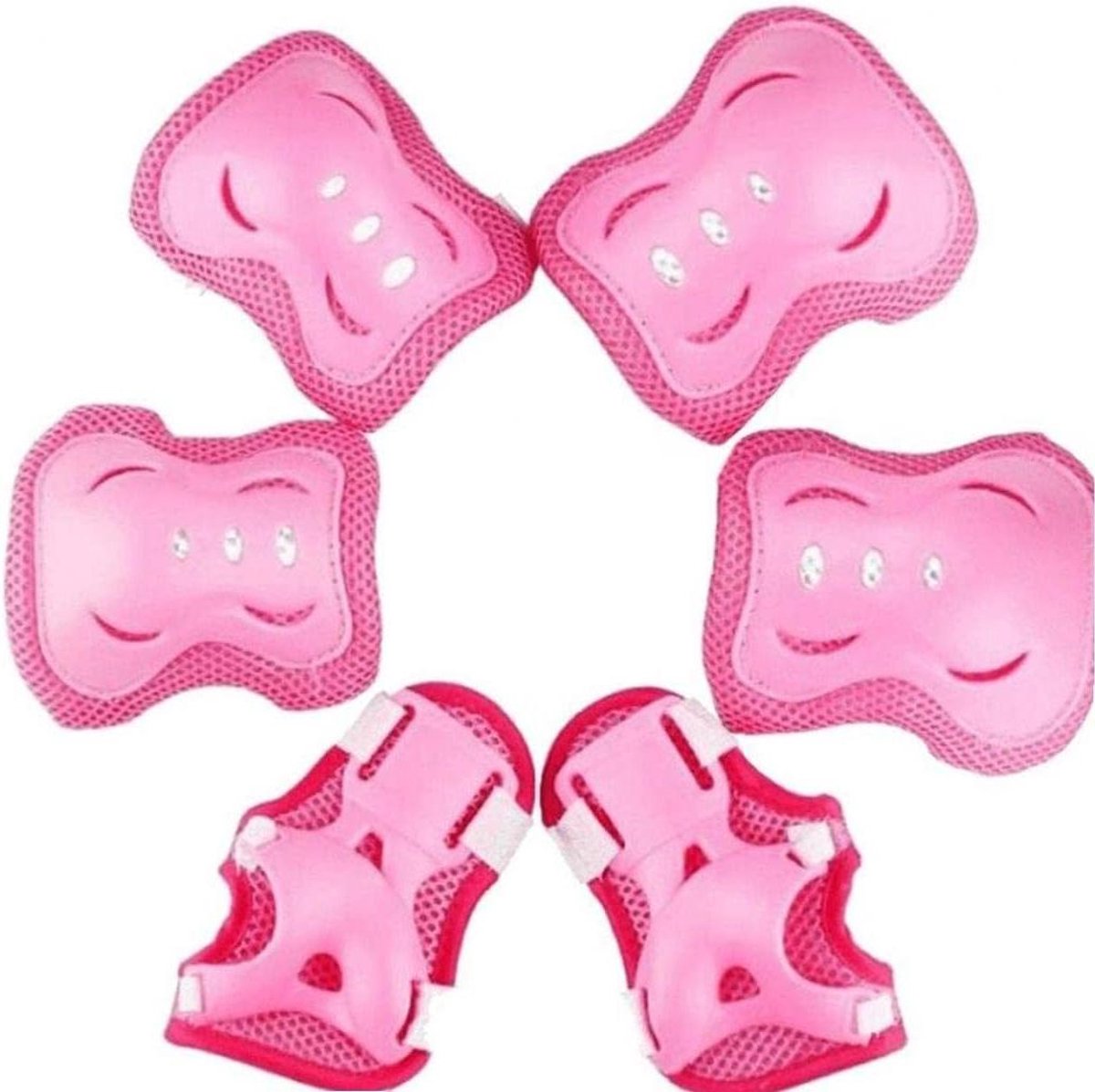 Beschermende Gear Set - Knie Elleboog Pols - Sport Veiligheid - Verstelbare Elastische Banden - 6 stuks - Roze