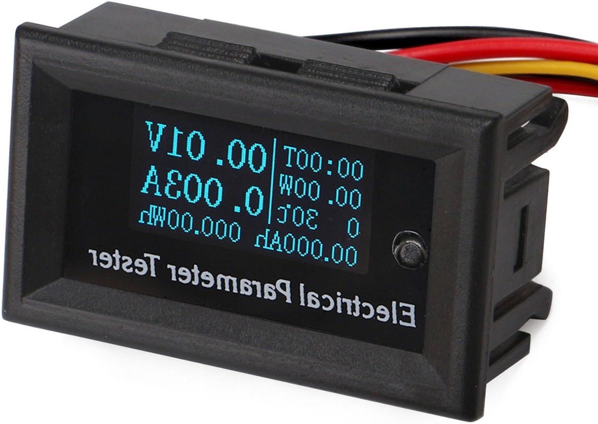 Energiemeter 7-in-1 - Stroommeter Spanningstester - Elektrische Parameters Meten - OLED Display - 33V 3A - Zwart
