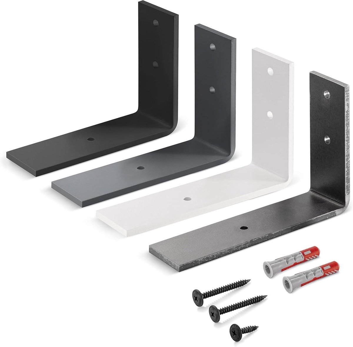 Metalen Planksteunen - Wandsteunen Doe-het-zelf - Planken Maken - Gebogen Massief Staal - 150x100 mm - Zwart