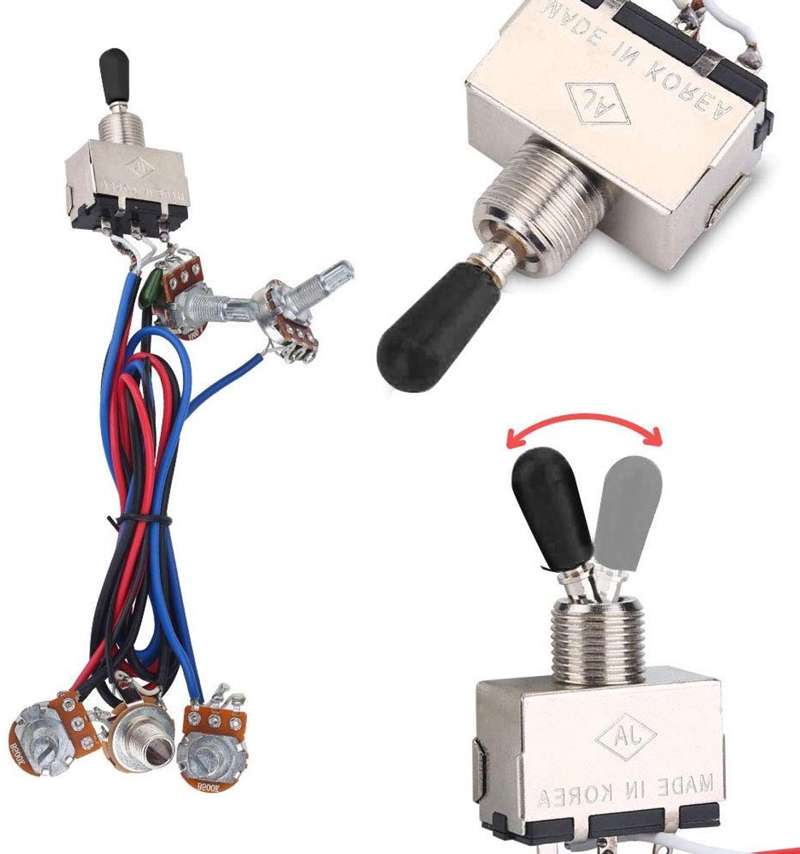 Gitaar Kabelboom Kit - Elektrische Gitaar Bedrading - Gitaar Geluid Verbeteren - Koperen Ashuls - 2V2T 500K - Niet gespecificeerd