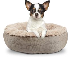 Honden Donut Bed - Kalmerend Kussen - Comfortabel Slapen - Dubbelzijdig Bruikbaar - 60 x 60 x 18 cm - Taupe