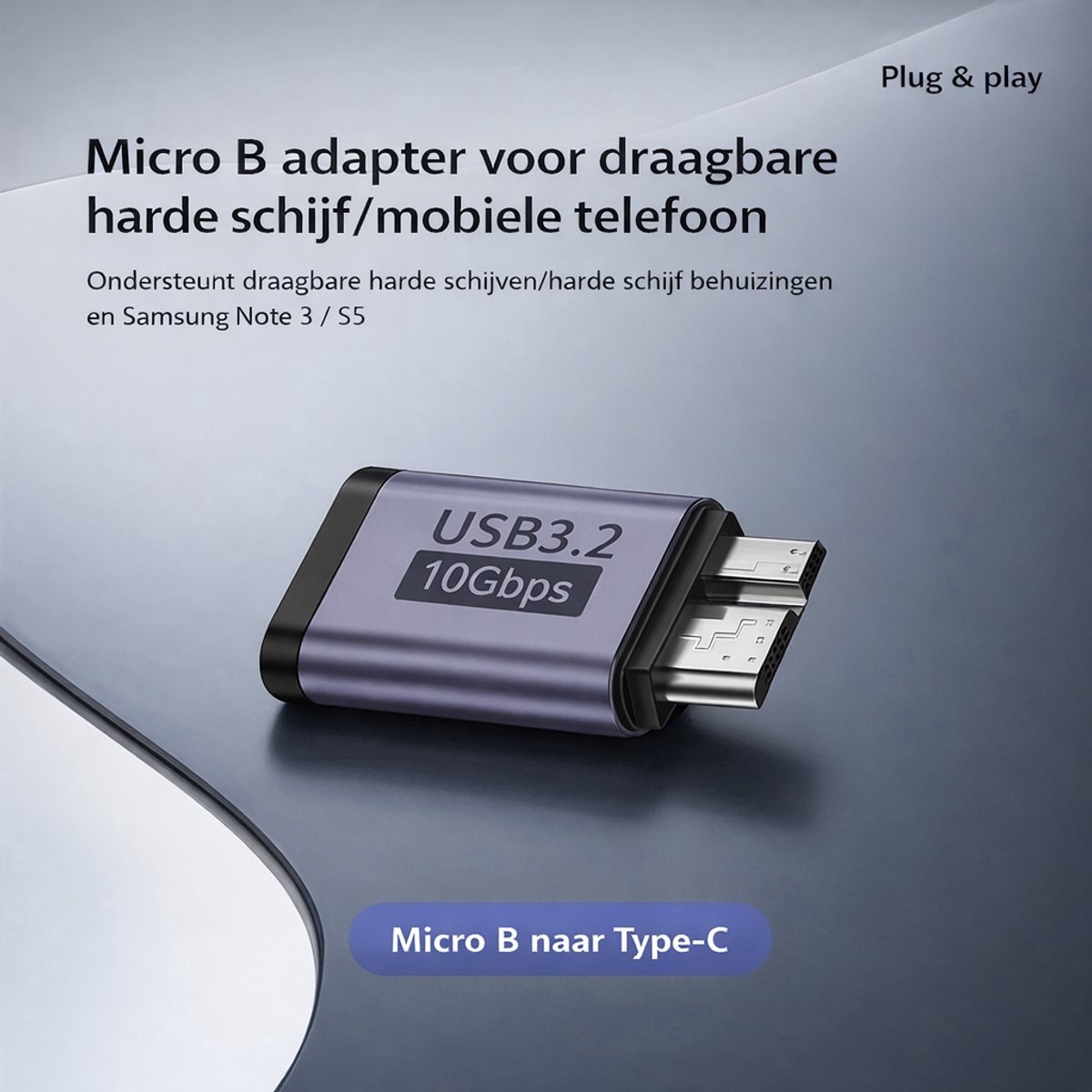 USB-C naar Micro USB 3.0 Adapter 10Gbps voor Externe HDD SSD Seagate WD My Passport Laptop MacBook Tablet - Afbeelding 4