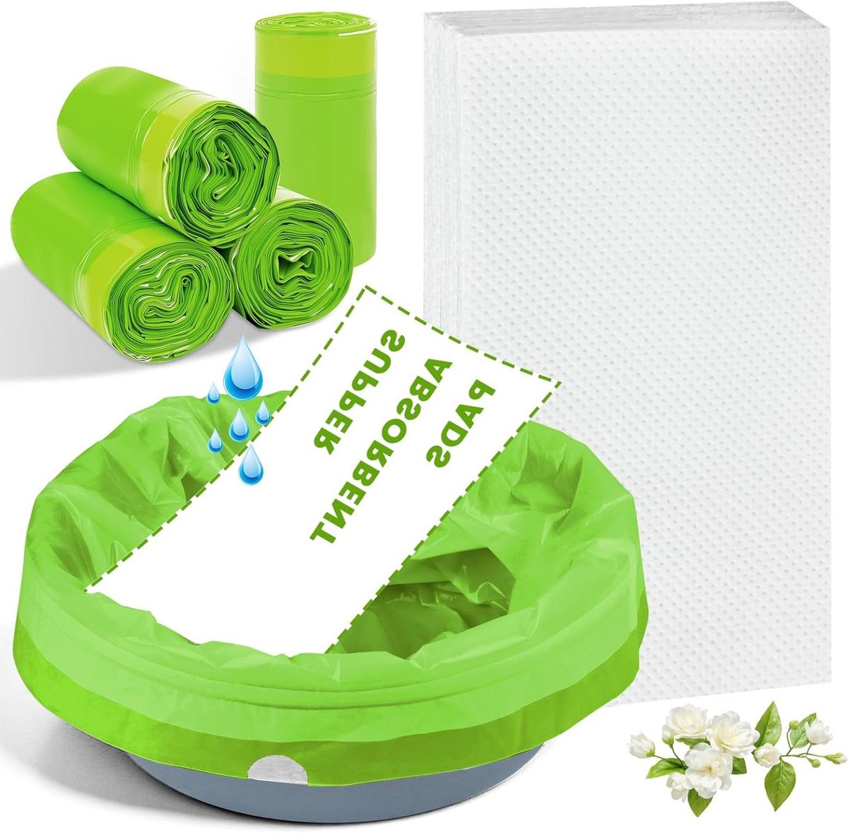 Toiletdeksel Hoezen - Wegwerp Toiletzakken - Hygiënisch Reizen - Super Absorberend - 100 Stuks - Groen