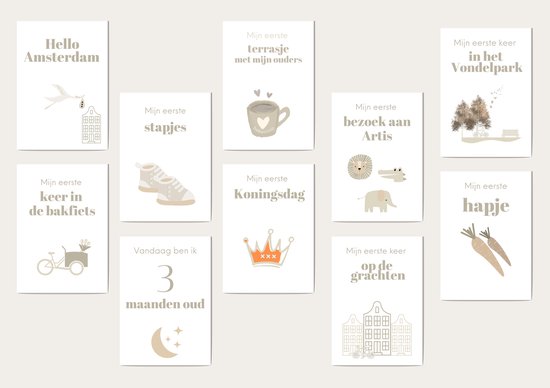 Baby milestone cards Amsterdam- unieke Mijlpaal kaarten-kraamcadeau van Merkloos — afbeelding 2