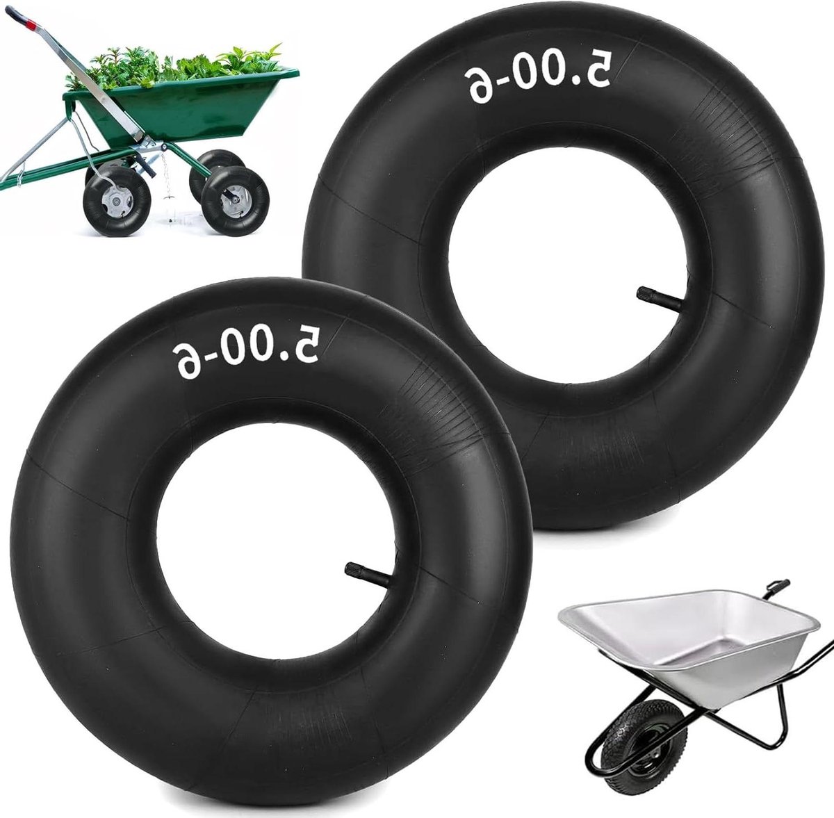 Slangbanden - Binnenbanden - Vervangen Banden - Gebogen Ventiel - 13 x 5.00-6" - Zwart