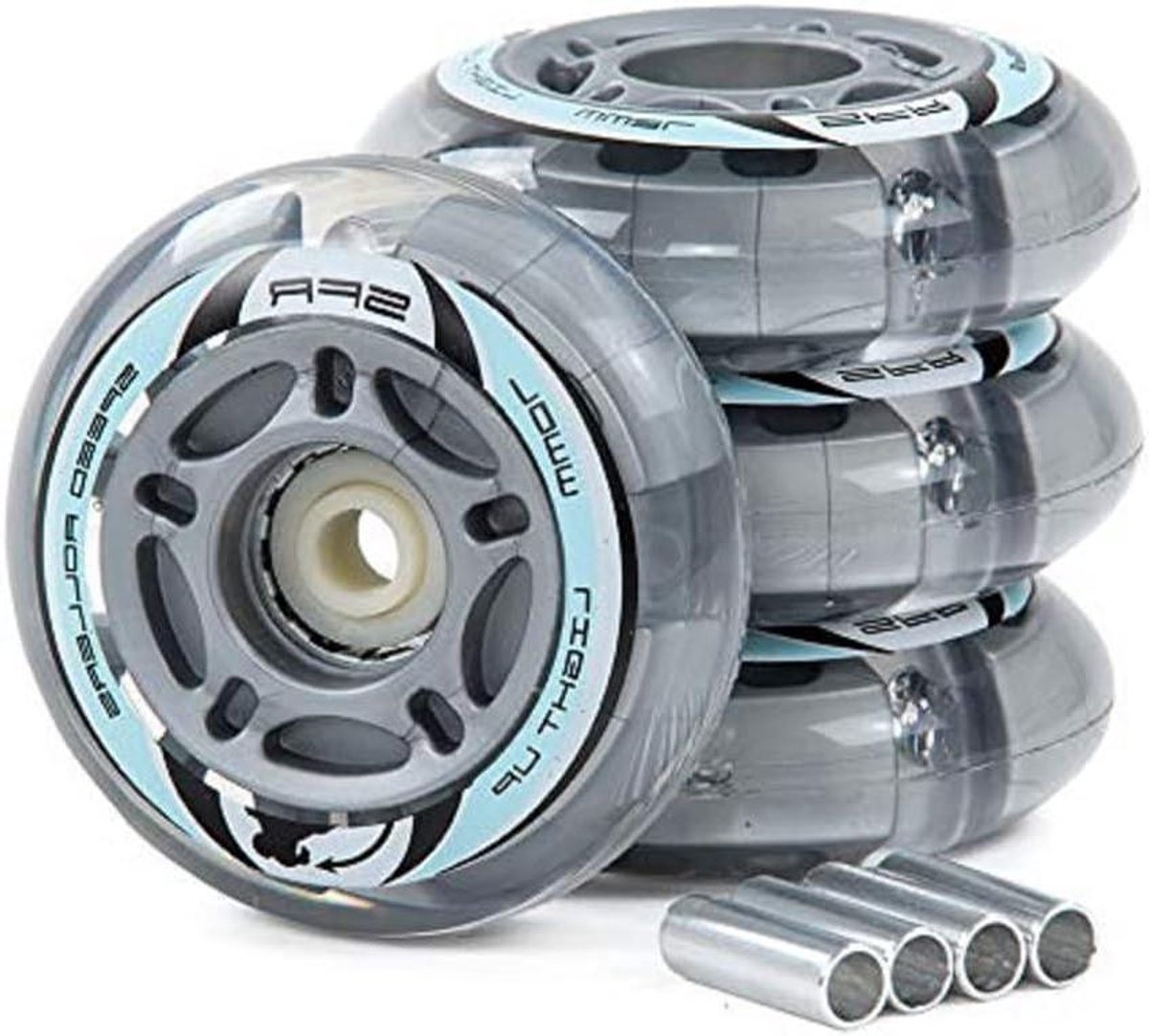 Verlichte Inline Wielen - LED Wielen Skates - Skaten Zichtbaar Maken - Magnetische Generatoren - 70 mm - Zilver