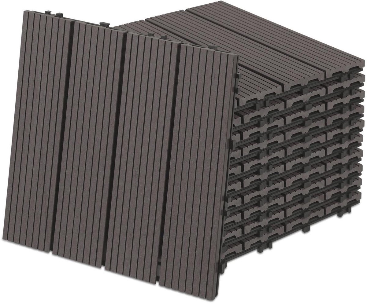 WPC Terrastegels - Balkontegels Kliksysteem - Terras Buiten Vormgeven - Weerbestendig Composiet Materiaal - 30 x 30 cm 33 stuks