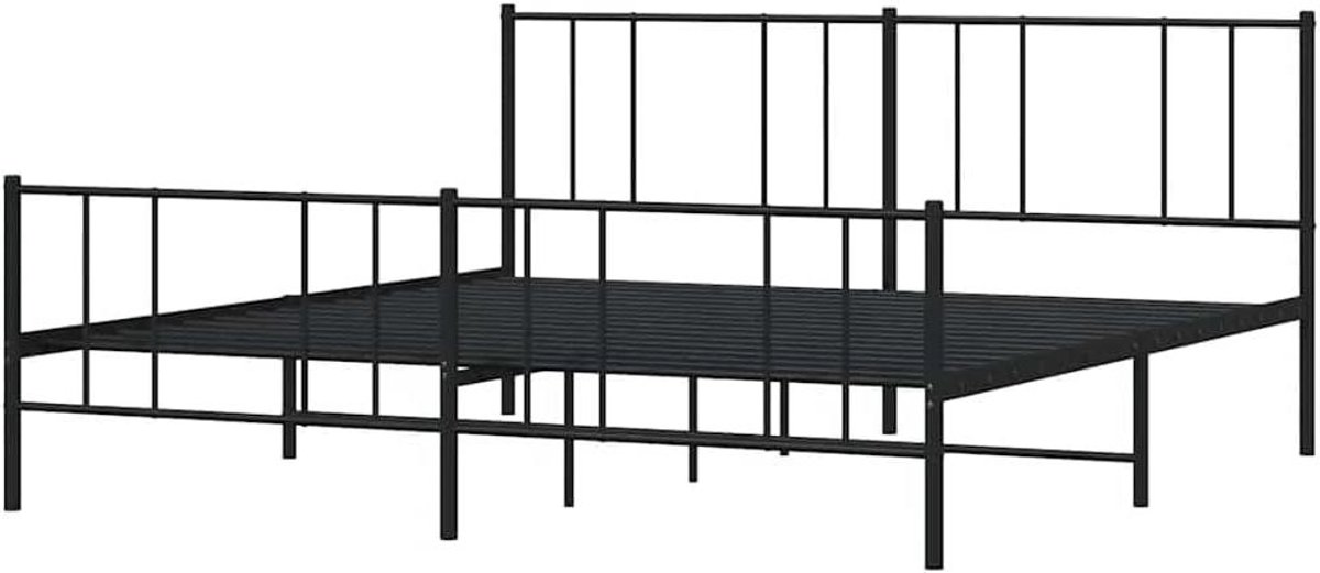 Bedframe Metaal - Ledikant Logeerbed - Slaapkamer Inrichten - Robuuste Constructie - 193x203 cm - Zwart