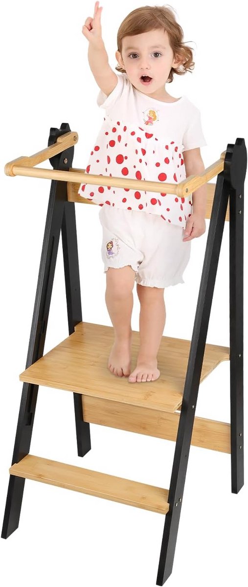 Inklapbare Kinder Keuken Hulp Toren - Montessori Leer Toren Hout - Kindveilig