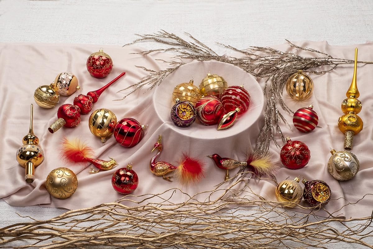 Kerstballen Set - Glazen Ballen - Kerstboom Versieren - Mondgeblazen Glas - 8 cm Diameter - Goud en Zilver – foto 2