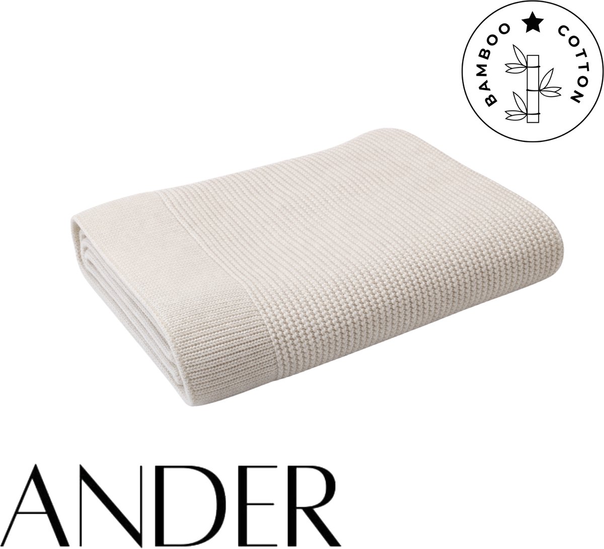 ANDER™ Bamboe Babydeken 75x100 cm Creme – 100% bamboo zachte Deken voor Baby