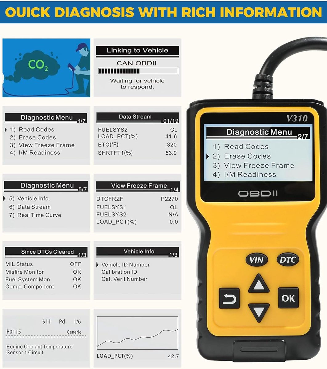OBD2 Scanner | Auto Uitlezen & Storing Verwijderen | Diagnose Apparaat | EOBD | Live Data | NL Taal | Plug & Play | Alle Merken Vanaf 1996 | Nederlandse Handleiding thumbnail 3