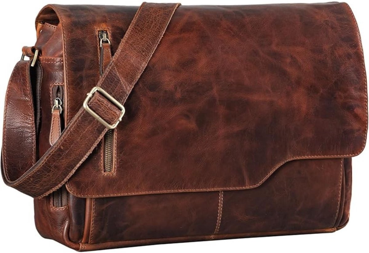 Leren Laptoptas - Laptoptas - Leren Tas - Luxe Leren Laptoptas - Werktas - Schoudertas - Business Tas - Leren Business Tas - 15,6 inch - Bruin - van Imperatoris